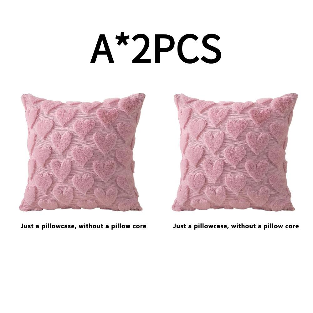 Valentine's Day Plush Pillow Cover ONLY Heart Pattern Pillow Cover Creative Holiday Plush Pillowcase for Living Room Bedroom NEW