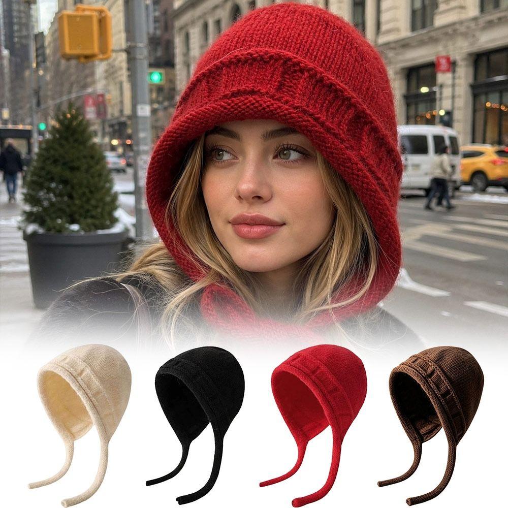 Ear Protection Knitted Beanie Hat Thickened Woolen Hat New Knitted Earmuff Hat Women