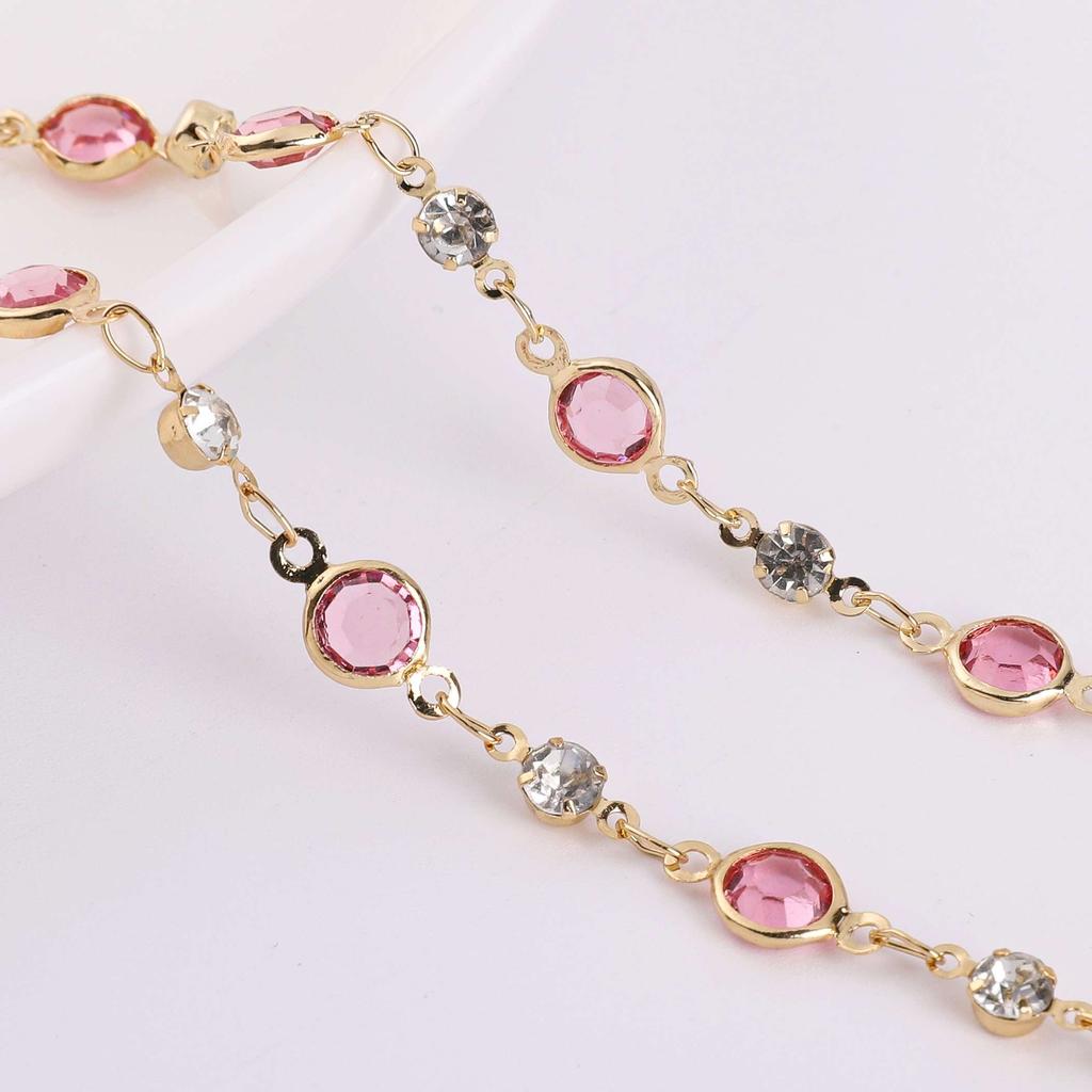 50cm/100cm Color Rhinestone Chain Color Retention Copper Chain DIY Bracelet Necklace Accessories