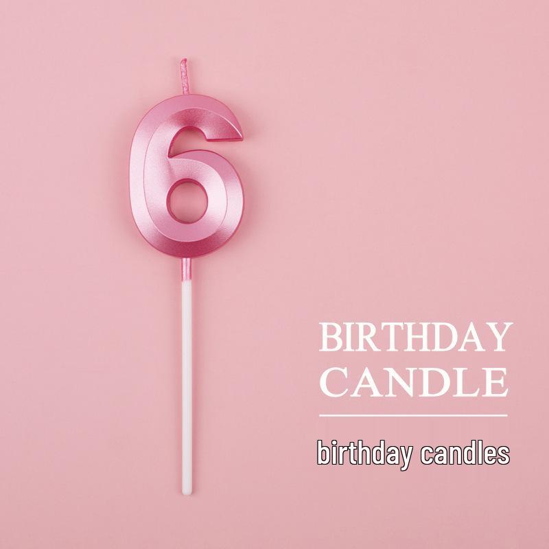Gold and Silver Number Candles for Birthday Cakes - Pink Exquisite Design