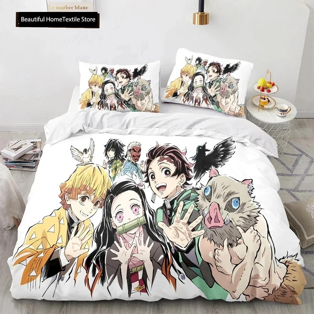Demon Slayer 3d Bedding Set Anime Duvet Cover Pillowcases Single Twin Full Queen King Size Boys Girls Boys Gift Home Decor