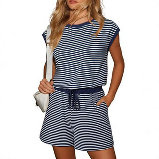 2025 New Plus Size Women's Round Neck Casual Short Sleeve Dress - European and American Style