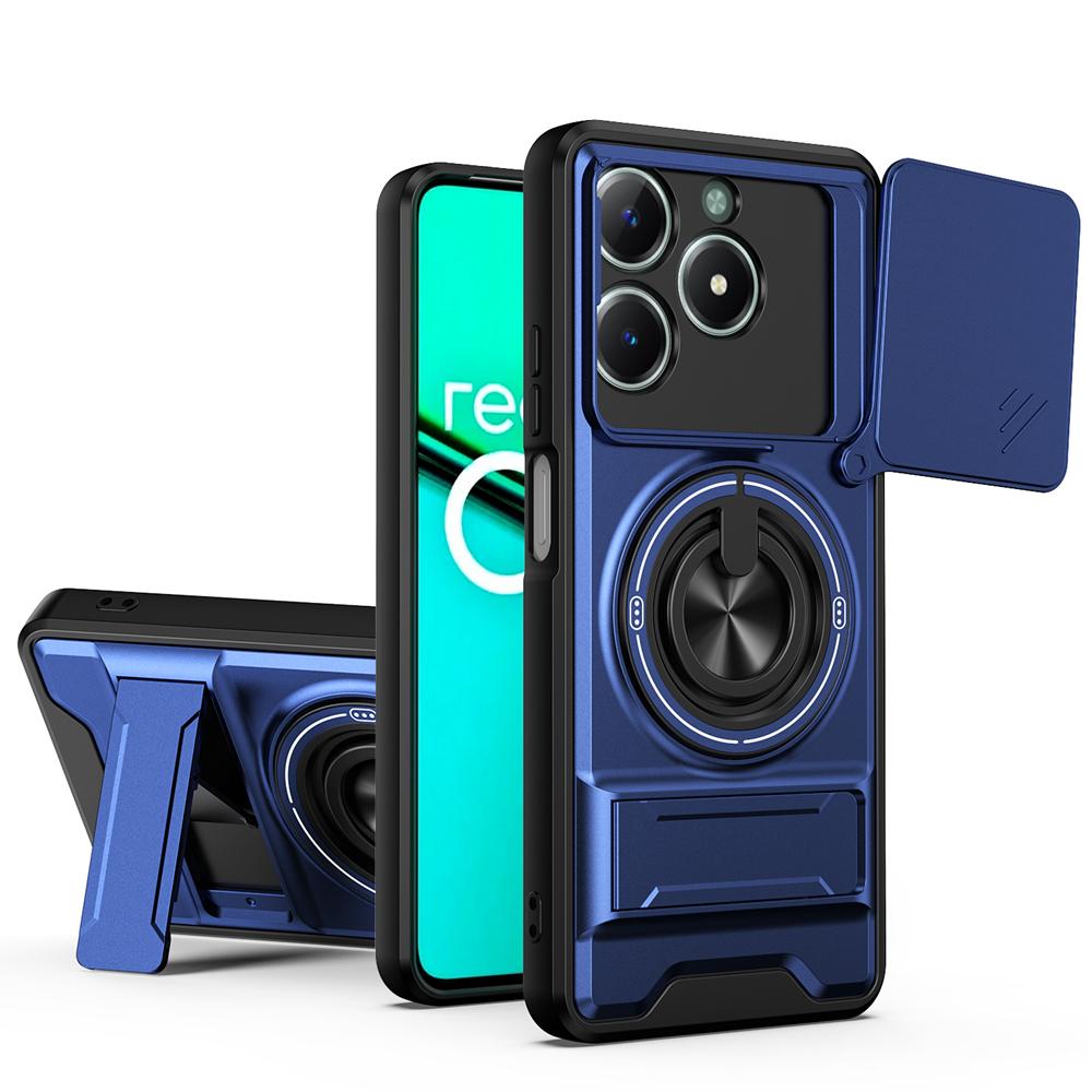 KEYSION Magnetic Phone Case for OPPO Realme C61 C63 Slide Camera Protection Upright Kickstand 360 Ring Shockproof Back Cover