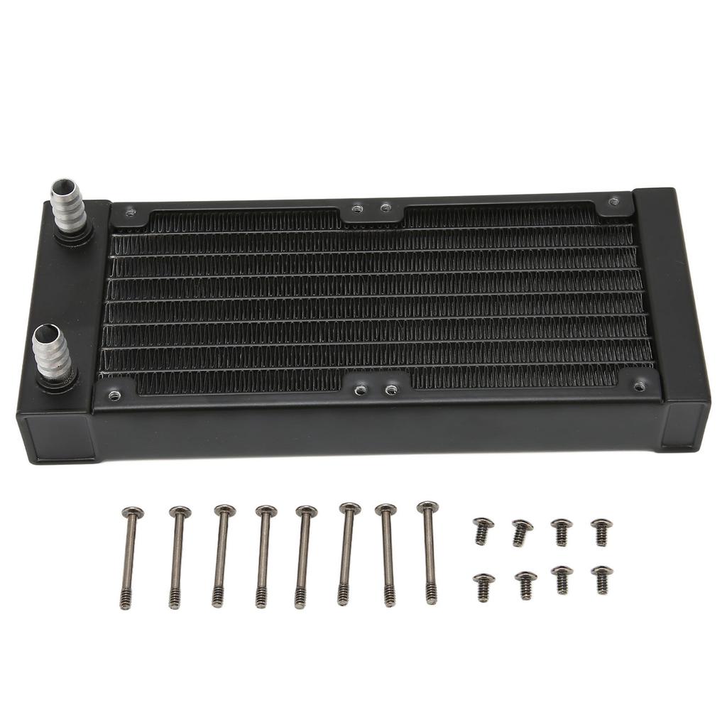 Water Cooling Radiator 8 Pipes 9.5mm Faucet 80mm Dual Fans Aluminum Heat Exchanger with Screws for Computer Printer