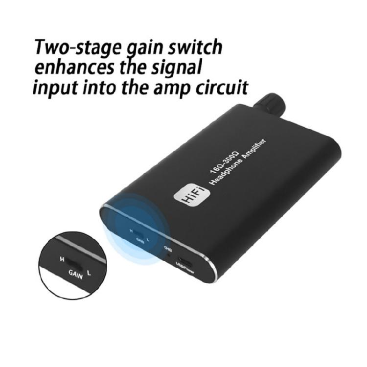 Aluminum Alloy Headphone Amplifiers HiFi Sound Double Gains Switches Adjustable Bass Noise Cancelling Rechargeable Mobile Solution