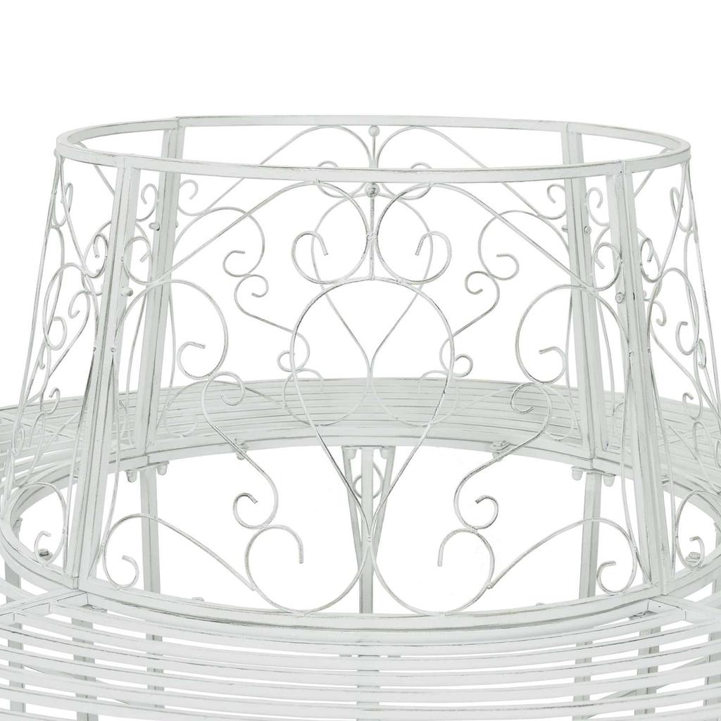 Tree Bench 8 Seat Capacity Ø 160 x 89 cm Antique White Steel Round
