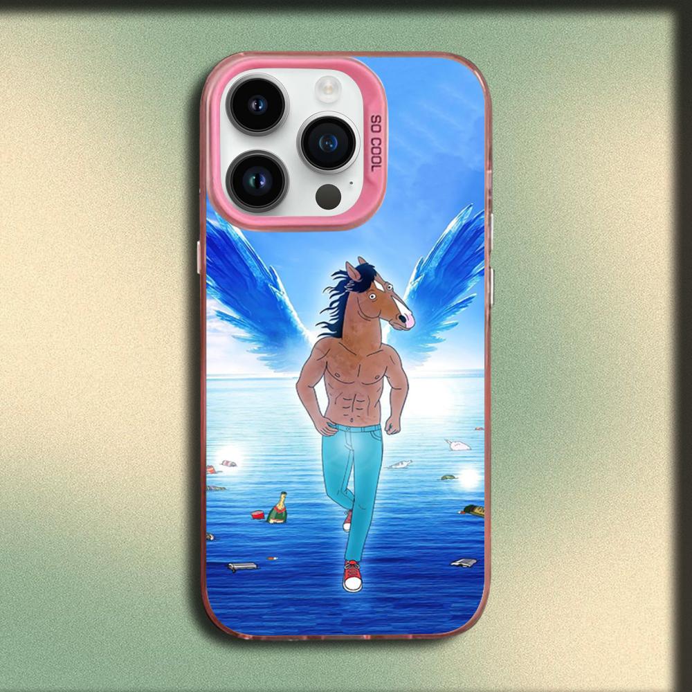 B-BoJack Horseman Phone Case For iPhone 16,15,14,13,12,11,Mini,Pro,MAX Pink Matte Silicone Cover