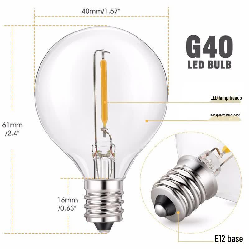 Solar Powered LED Bulb String Lights