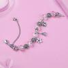 Silver Color Eiffel Tower Pendants Bracelet & Bangle Diy Pink Crystal Heart Flower Bead Women Bracelet Charm Jewelry