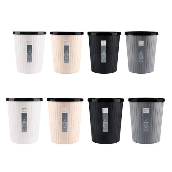 Garbage Bin with Pressure Ring No Lid Space-Saving Plastic Kitchen