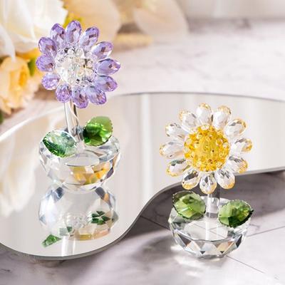 Elegant Sunflower Figurine Plant Series Crystal Home Decoration Sunflower Ornament  Gift