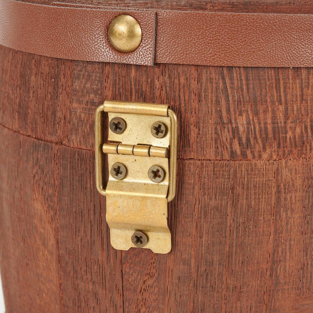 Antique Wooden For Tea Coffee Storage Box Container with Vintage Metal Lid