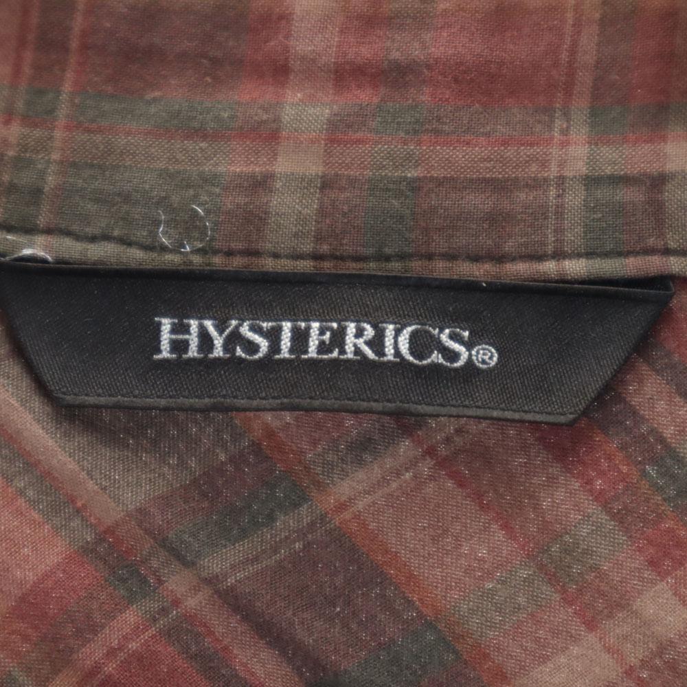 HYSTERIC Check Pattern Long sleeve pin tuck Band collar shirt F Tunic Women Used