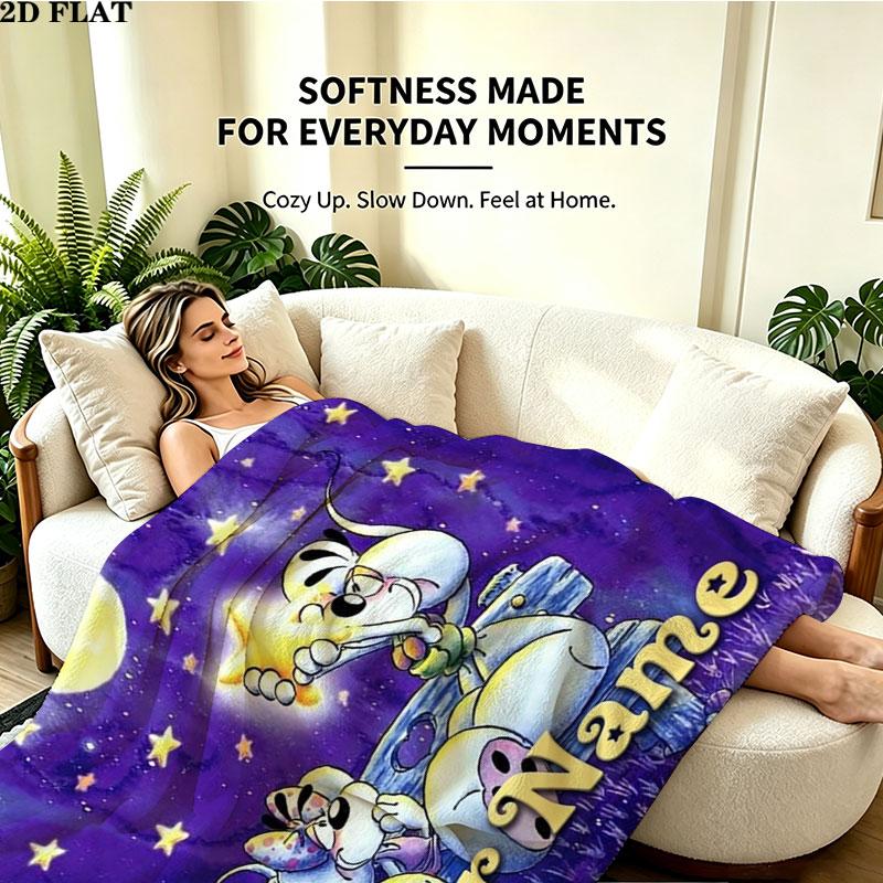 1PC Diddl Custom Name Patterned Flannel Blanket Suitable For All Seasons for Home Decor Warmth and Comfort Gifts Holiday Present