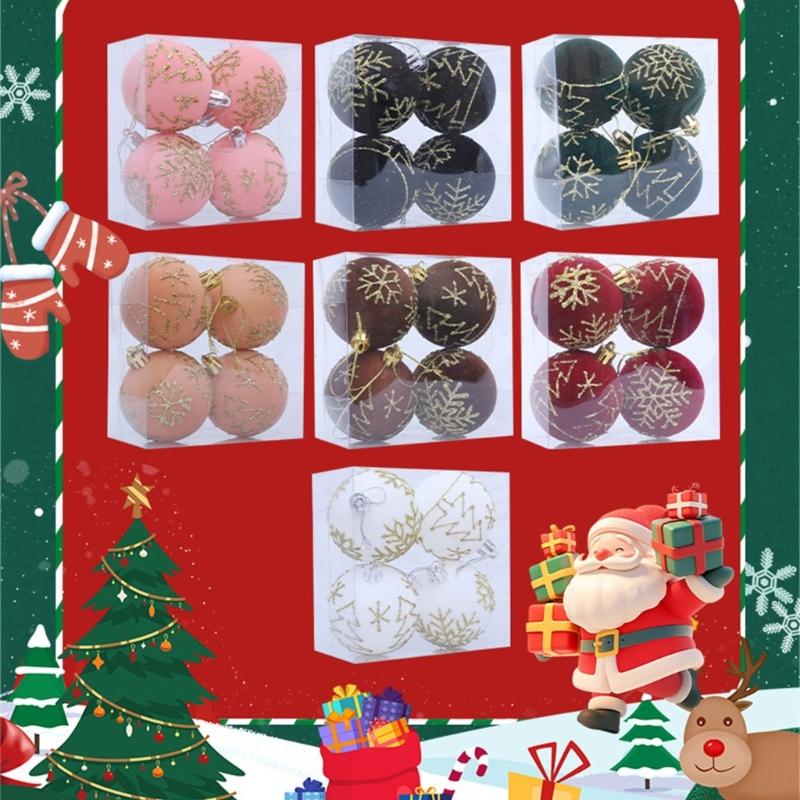 4Pcs Shatterproof Christmas Baubles Ball Hanging Ornament Christmas Tree Decoration For Wreath Mantels Winter Holiday