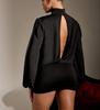 European & American Autumn Sexy Deep V Long Sleeve Hip-Hugging Short Dress