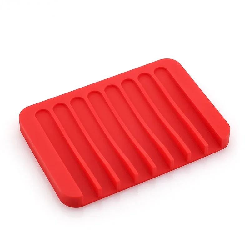 Home Improvement Bathroom Hardware Anti - Skidding Flexible Silicone Tray Soapbox Soap Dishes Plate Holder