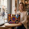 Colorful Printed Tote Bag Casual Large Capacity Shoulder Handbag For Daily Use