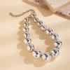 Vintage Big Beads Choker Necklace For Women Girls Exaggerated Clavicle Chain