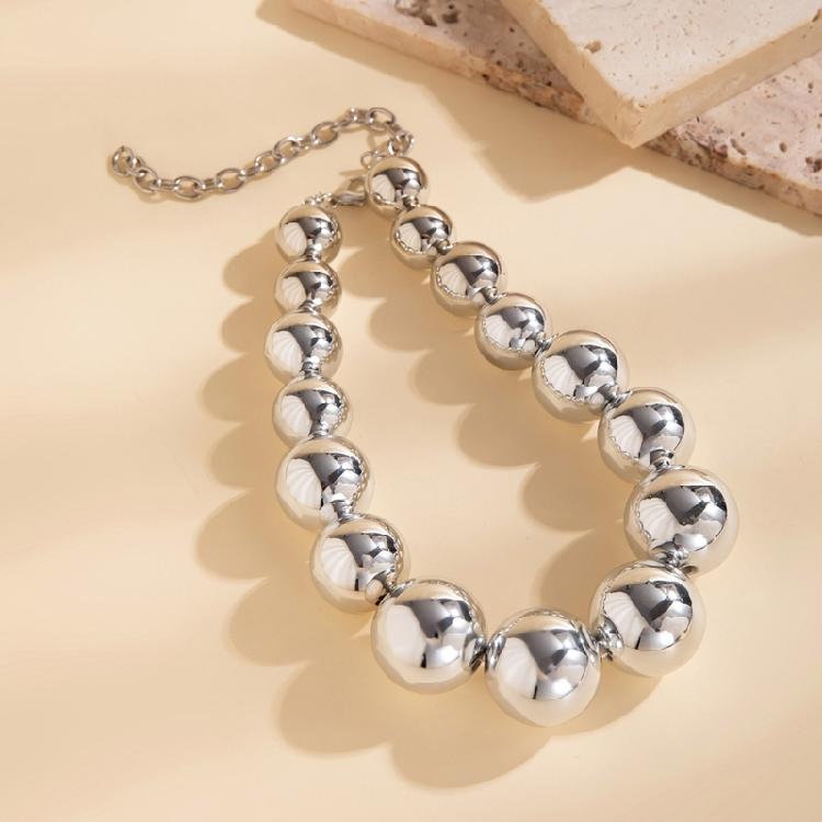 Vintage Big Beads Choker Necklace For Women Girls Exaggerated Clavicle Chain