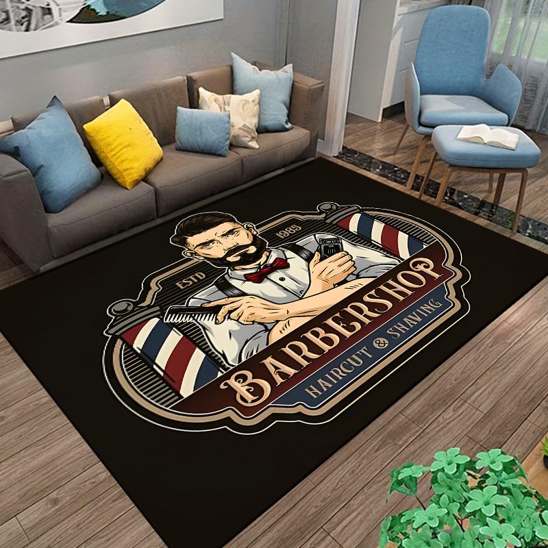 Segnaletica retrò per barbieria Tappeto Area Tappeto Grande per Soggiorno Camera da Letto Cucina Bagno Comodino Gioco Antiscivolo telecamere