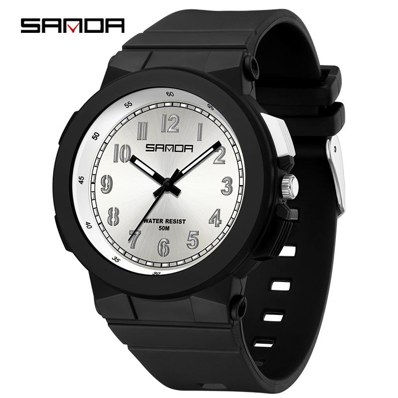 Sanda Trendy Luminous Waterproof Quartz Watch for Teens - Simple, Versatile Pointer Style.