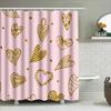Modern Gold Heart Print Shower Curtain Pink Background With Luxury Decorative Pattern For Bathroom Decoration (Size: 72X84 Inche