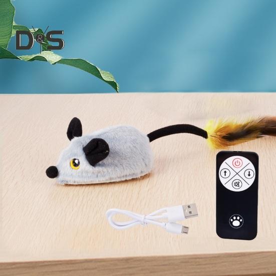 Interactive Mouse Moving Cat Toy Rechargeable Automatic Moving Plush Mice for Indoor Cats Touch Activated Squeaky Toy with Remote Control