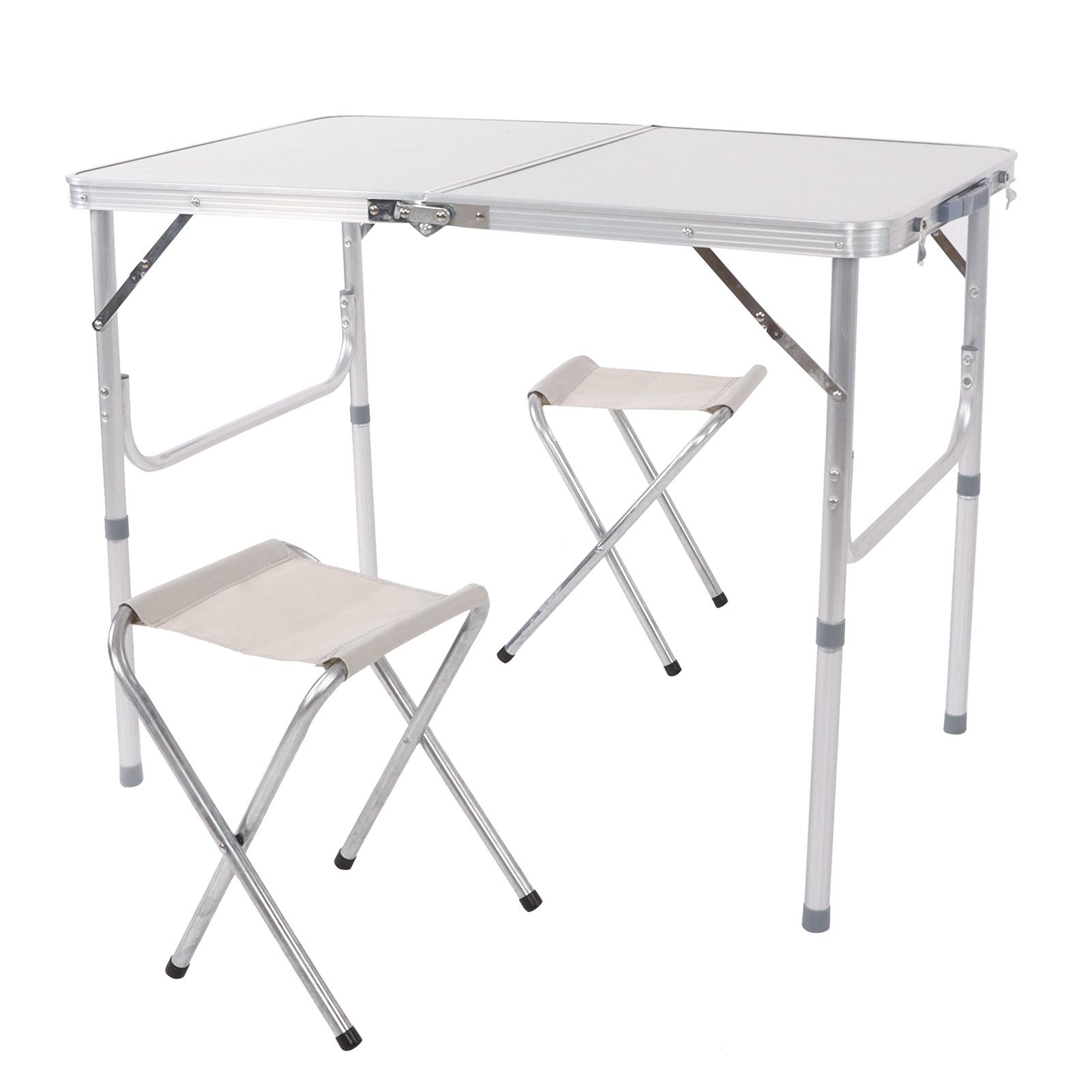 Foldable Camping Table Aluminum Lightweight Picnic Table Portable Indoor Outdoor with 2 Chairs