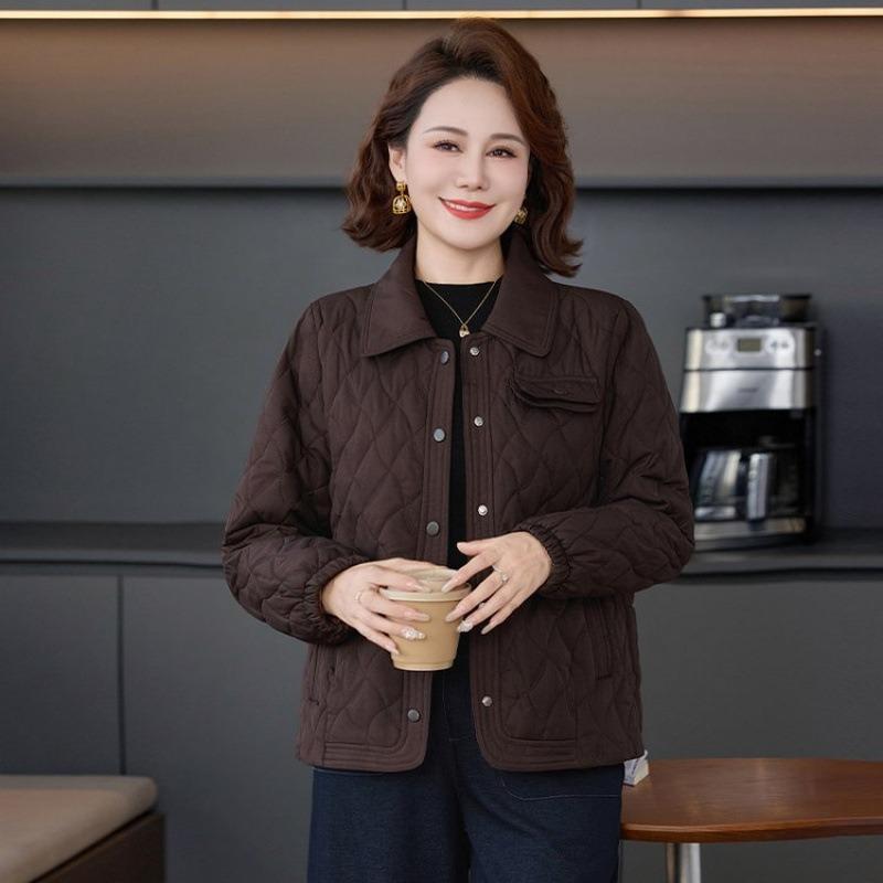 

Autumn and winter clothing loose lapel jacket cotton clothing women s clothing thickened temperament casual and warm 5XL [Recommended 150-80 kg]