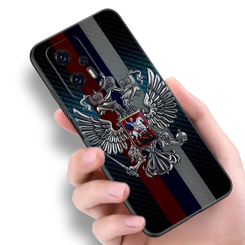 Russia Flag National Emblem Black Silicone Phone Case For Xiaomi POCO X3 X4 NFC F5 M3 M4 M6 X5 X6 Pro F3 F4 GT 5G C55 C65 M5