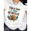 Women's Colorful English Alphabet Book Pattern Printed Round Neck Short-sleeved T-shirt