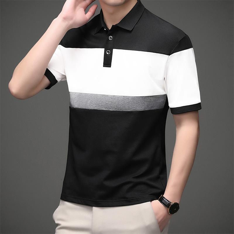 

Летняя рубашка поло с воротником, мужская рубашка поло с коротким рукавом, повседневная деловая футболка M чёрный