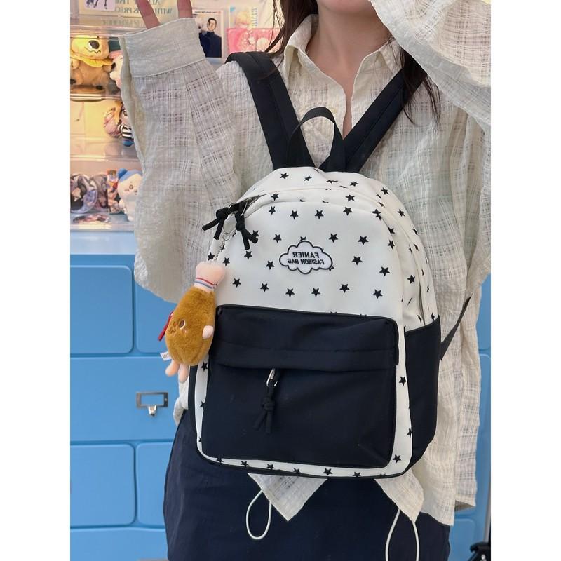 

School bag Large capacity bag Small fresh college style two-color student backpack College student leisure travel backpack