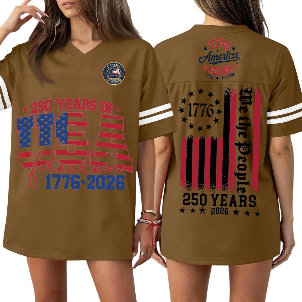 Women's Casual Fashion V-Neck Sports Independence Day Print Short Sleeve Sports T-Shirt Top