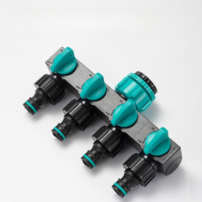 1PC Outdoor Garden Four-way Water Separator with Switch Four-way Valve Door One-in Four-out Water Separator Diverter