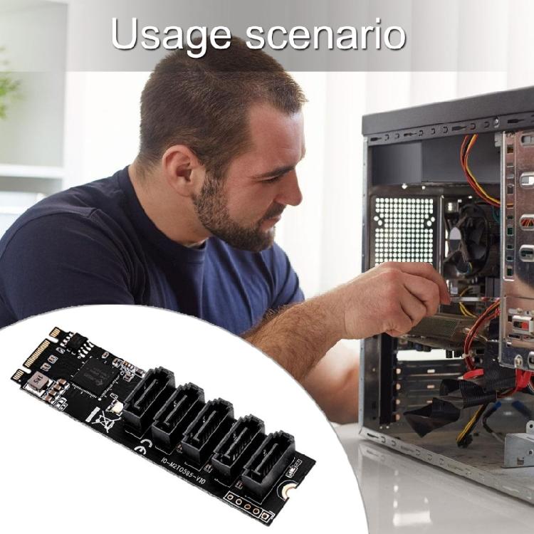 Connect Multiple Storage Devices M.2 PCIe3.0 to 5port SATA3.0 Expansion Card