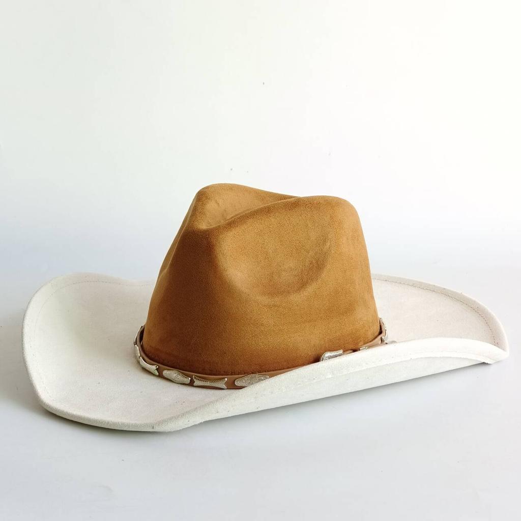 Western Cowboy Style Suede Patchwork Wide-brimmed Hat Parties Riding and Mexican-style Panama Hats Chapéu