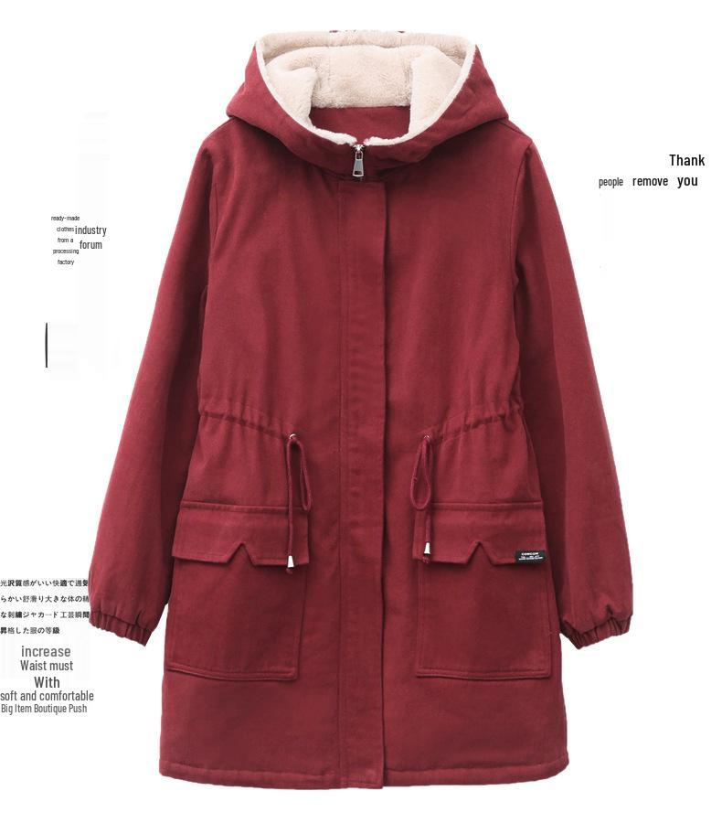 Women's 2024 Winter Fleece-Lined Parka: Mid-Length, Loose Fit, Plus Size, Thick Cotton Coat for Middle-Aged Moms
