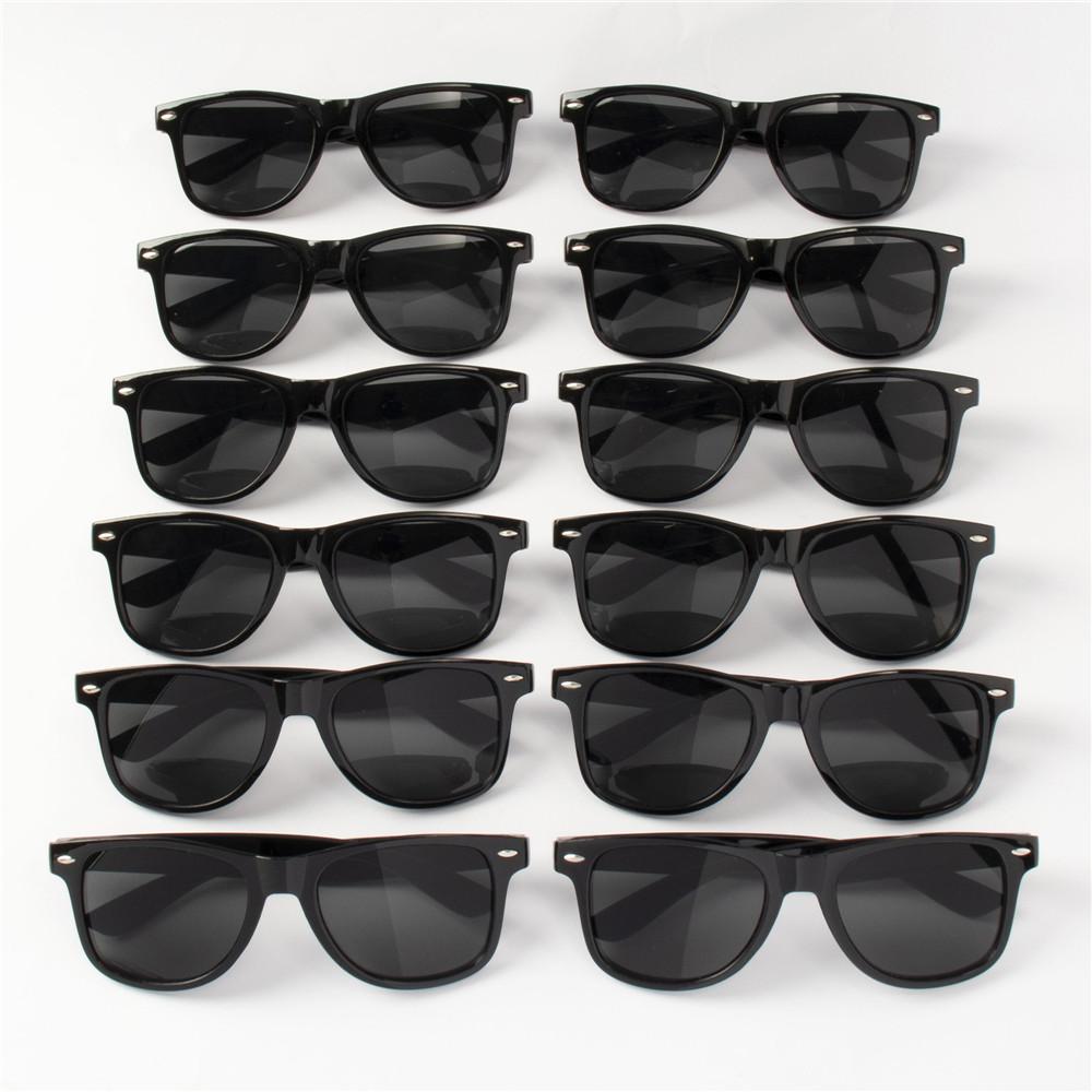 12PCS Classic Black Square Fashion Glasses with Bolt Decoration For Party Pography Wedding Birthday Graduation Hiking