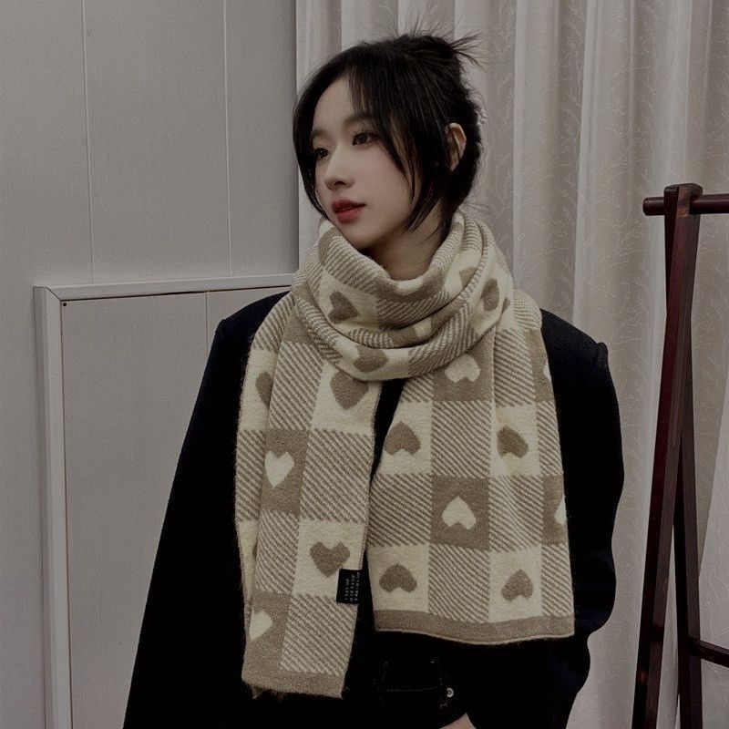 Christmas elk knitted scarf women's winter thickened warm versatile student atmosphere scarf New Year's red gift