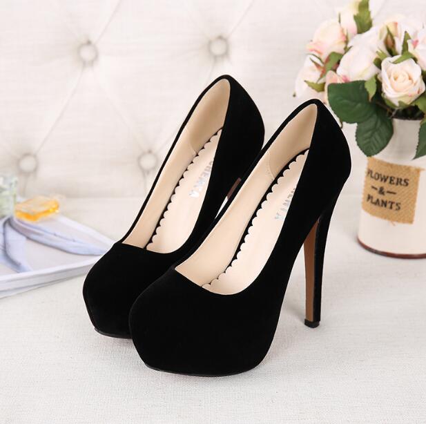 14cm Sexy High Heels Women Pumps Round Toe Thin Heel High Heels Platform Shoes Ladies Wedding Bride Shoes Large Size 35-45