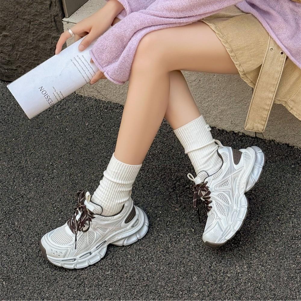 European Leather Dad Shoes Women's 2025 Autumn New Mijia Retro Versatile Thick-soled Heightening Casual Shoes Sports Shoes