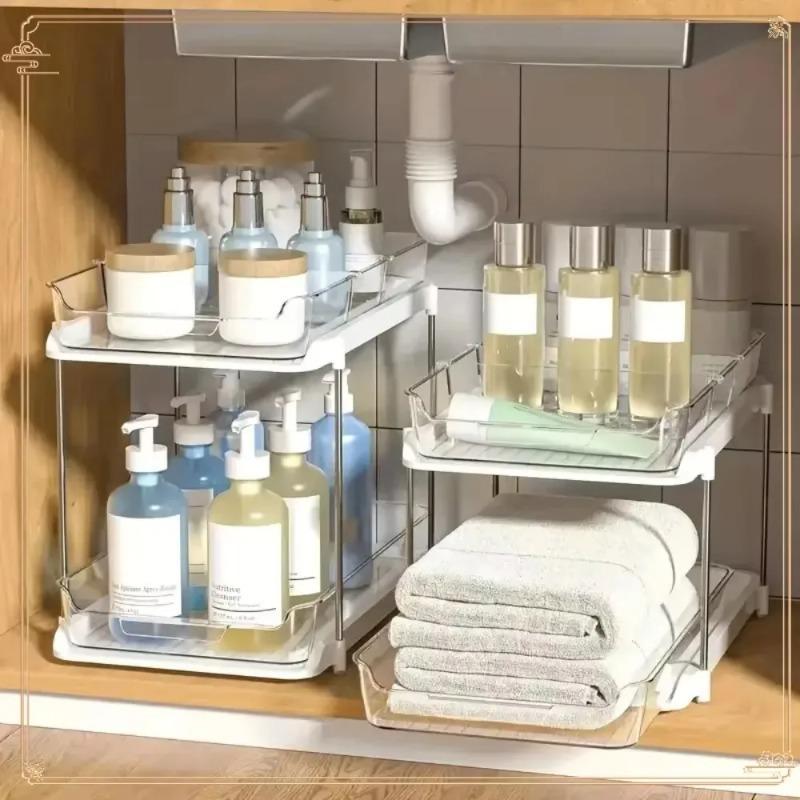 2026 Hot Selling Pull-out Kitchen Storage Rack Cabinet Layered Shelf Seasoning Bottle and Can Sorting Artifact