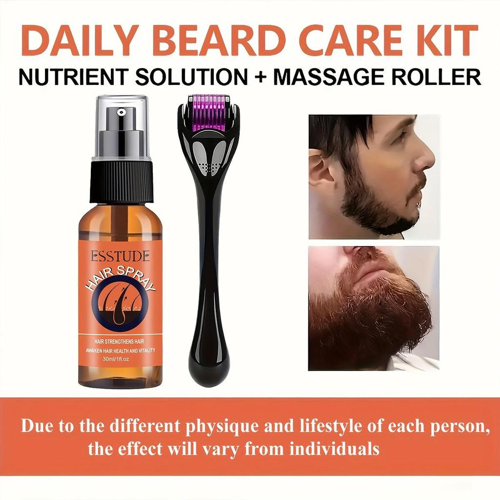 Naturalna esencja wzrostu brody dla mężczyzn Spray leczenie wypadania włosów odżywka zadbana szybki wzrost brody wzmacniacz do brody z wałkiem