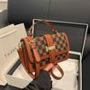 2024 Retro Print Small Square Bag: High-End Women's Fashion with Versatile Wide Strap for Shoulder or Crossbody Use.