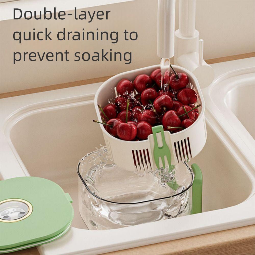 Foldable Handle Large Drain Basket with Lid Thickened Kitchen Drain Bowl  Soup Basket