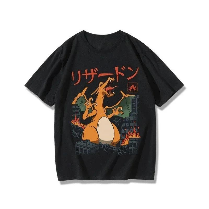 

2026 Покемон Периферия Футболка Сквиртл Лягушка Семя Генгар Огнедышащий Дракон Каби Зверь Аниме Периферия Короткий Рукав 4XL