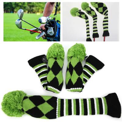 3Pcs Polyester Wool Knitting   Putter Head Cover Wooden   Headcovers Accessory
