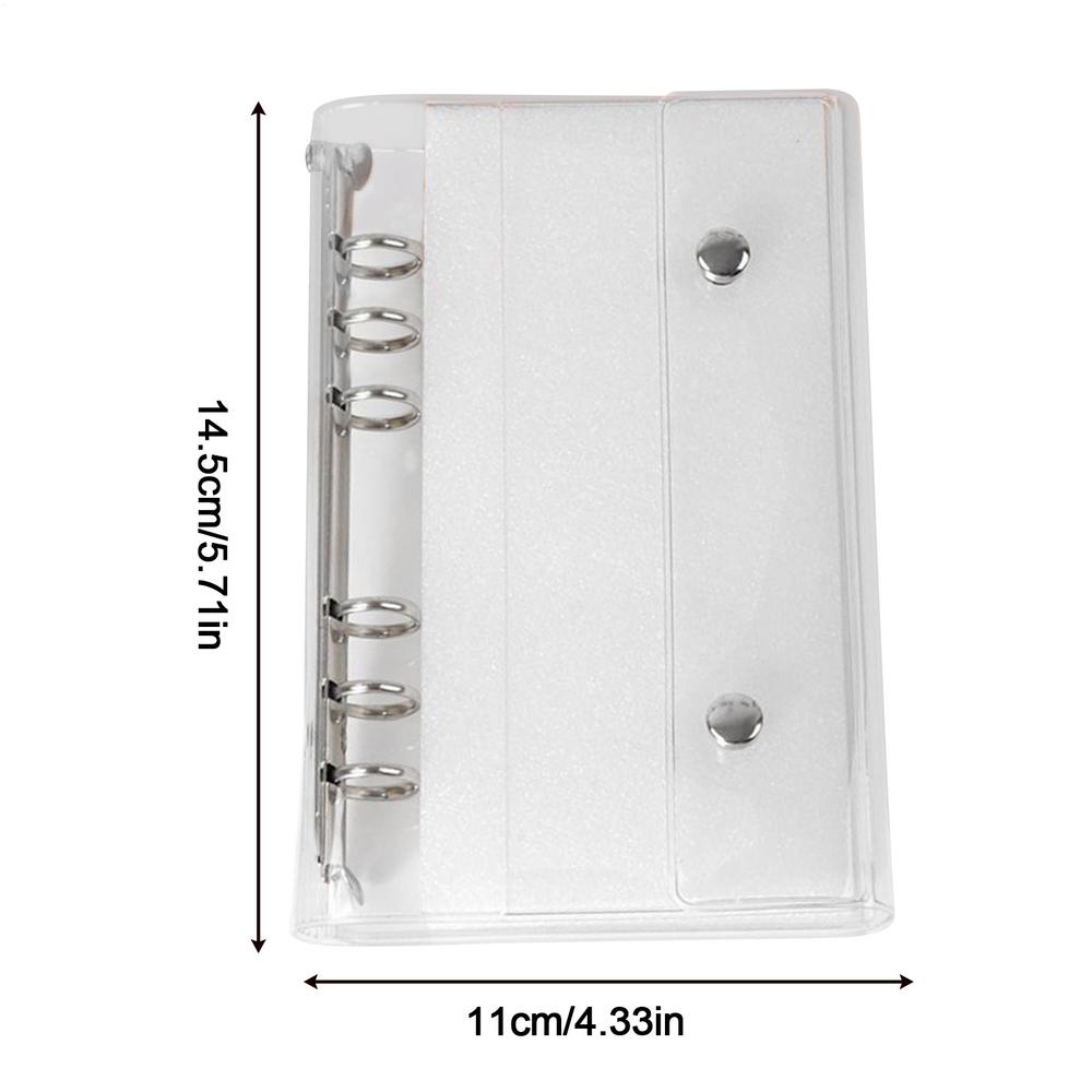 

6-Ring PVC Binder Cover, Clear A6/A7 Notebook Closure for Loose Leaf Folder Photocard Scrapbook Photo Document Budget Organizer